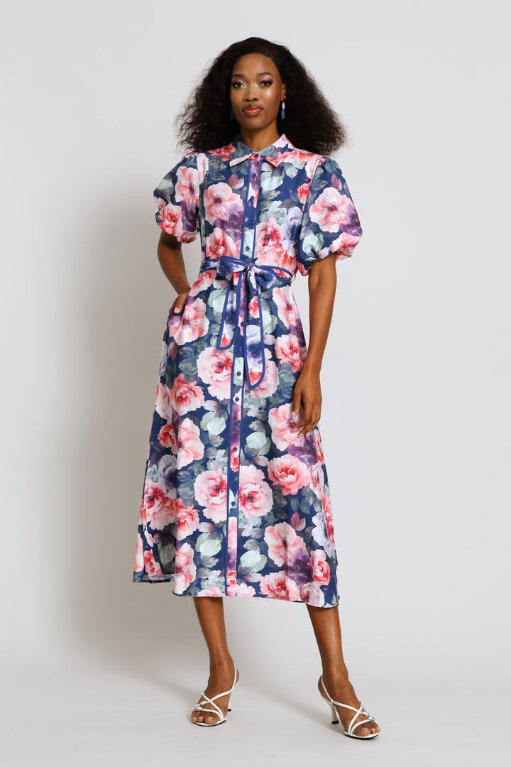 Short Sleeve Floral Dress - Floral