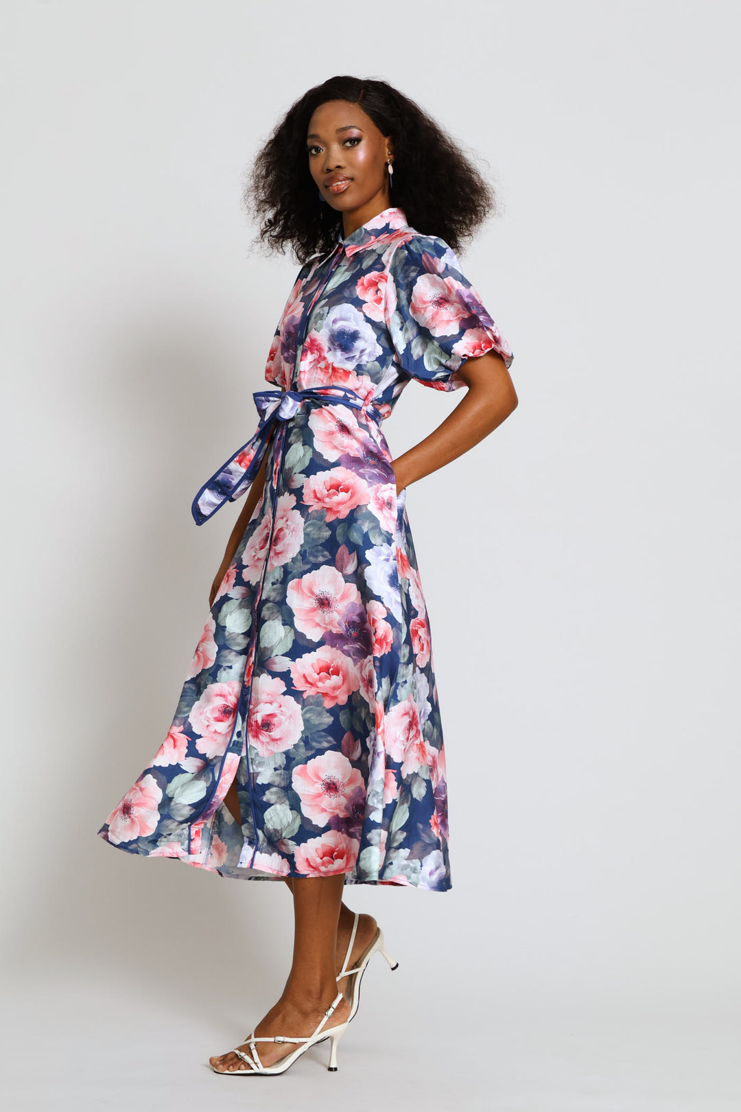Short Sleeve Floral Dress - Floral