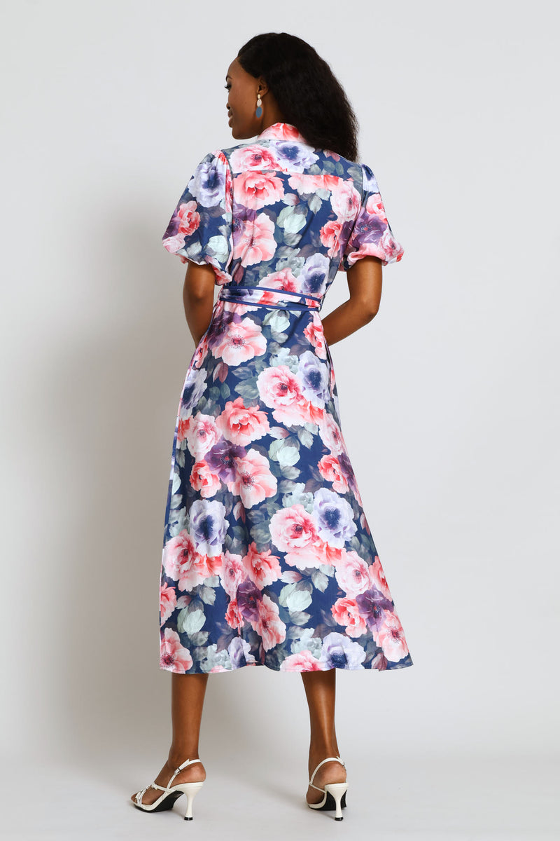 Short Sleeve Floral Dress - Floral