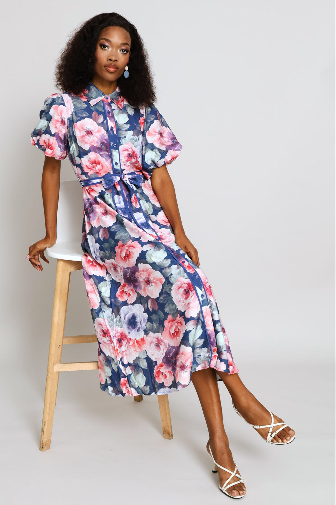 Short Sleeve Floral Dress - Floral