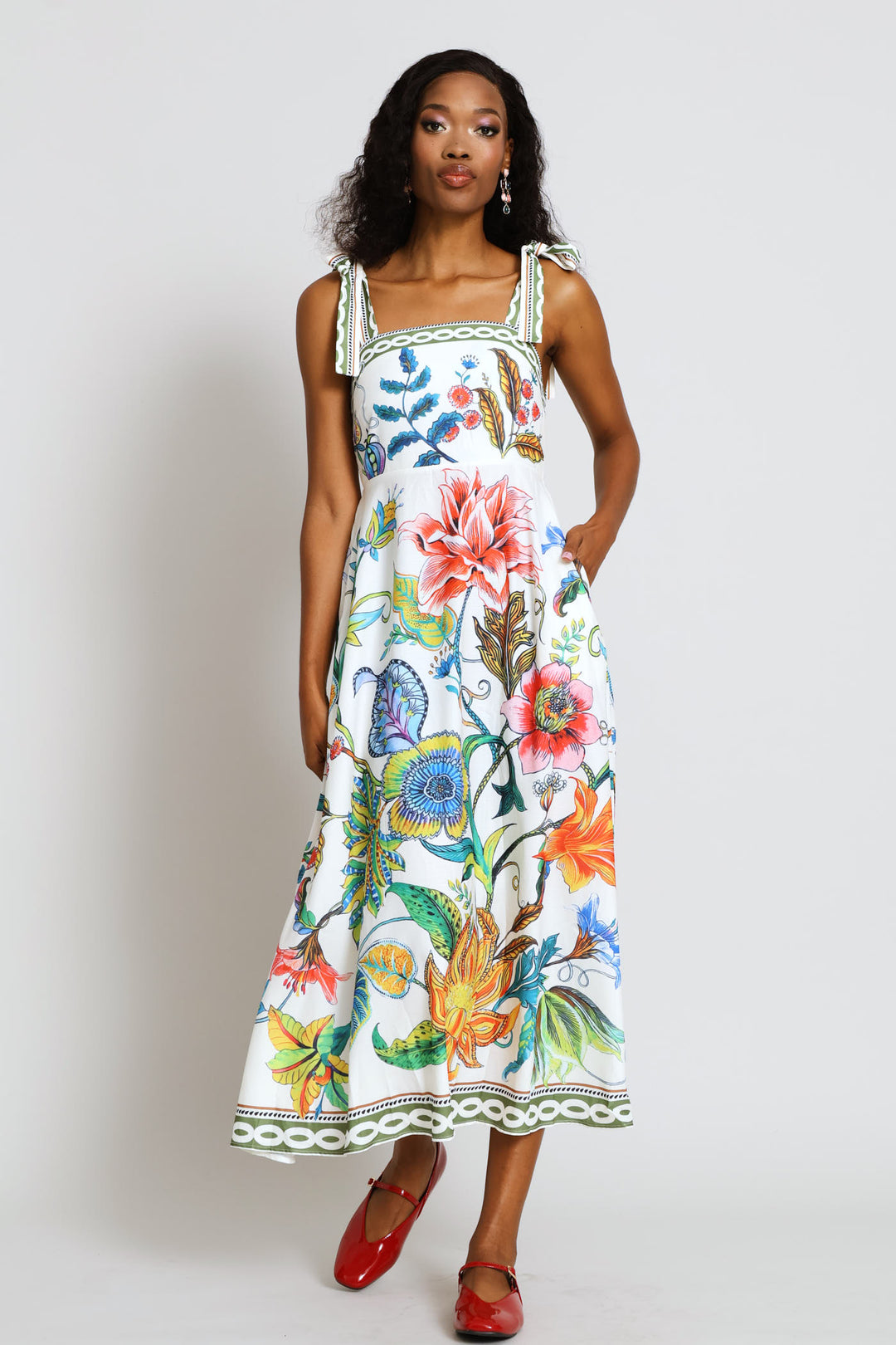 Short Sleeve Floral Dress - White
