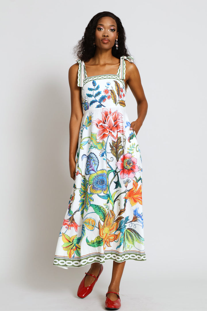 Short Sleeve Floral Dress - White