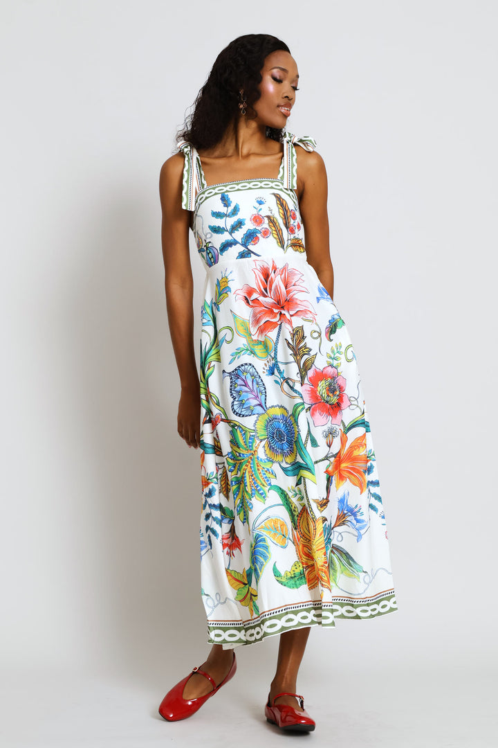 Short Sleeve Floral Dress - White