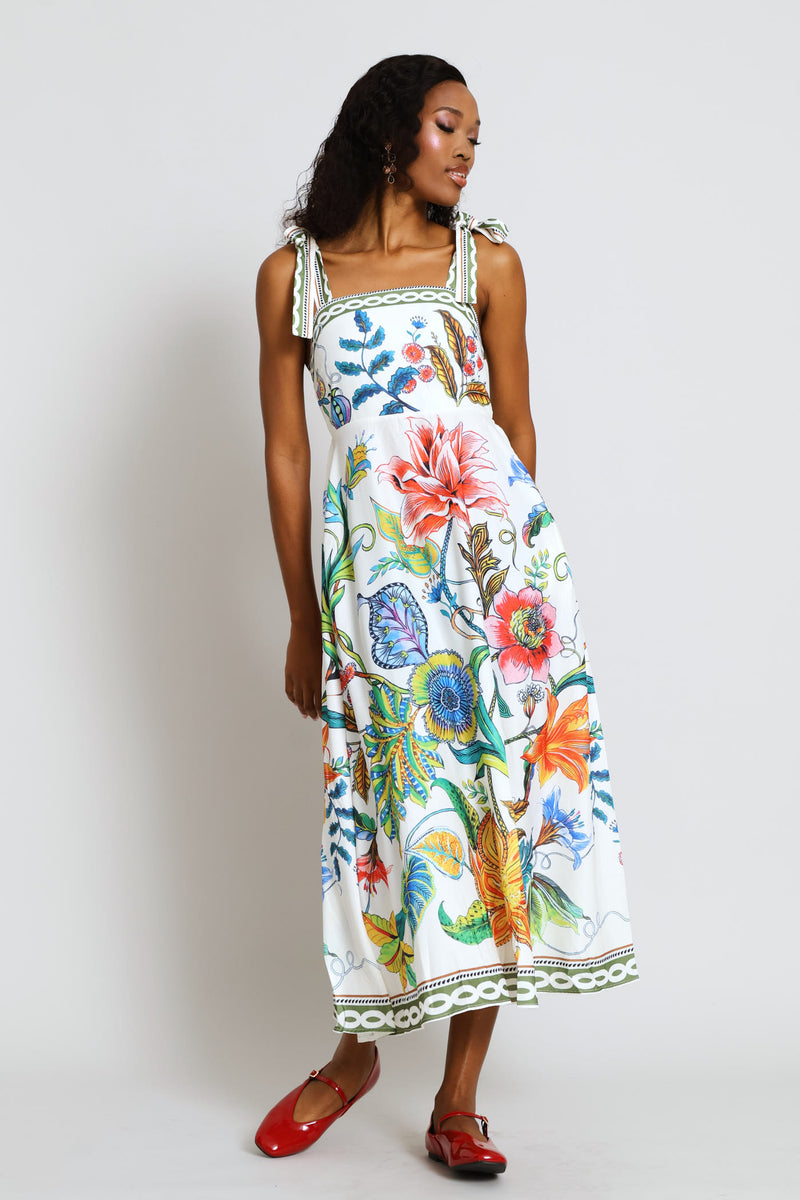 Short Sleeve Floral Dress - White