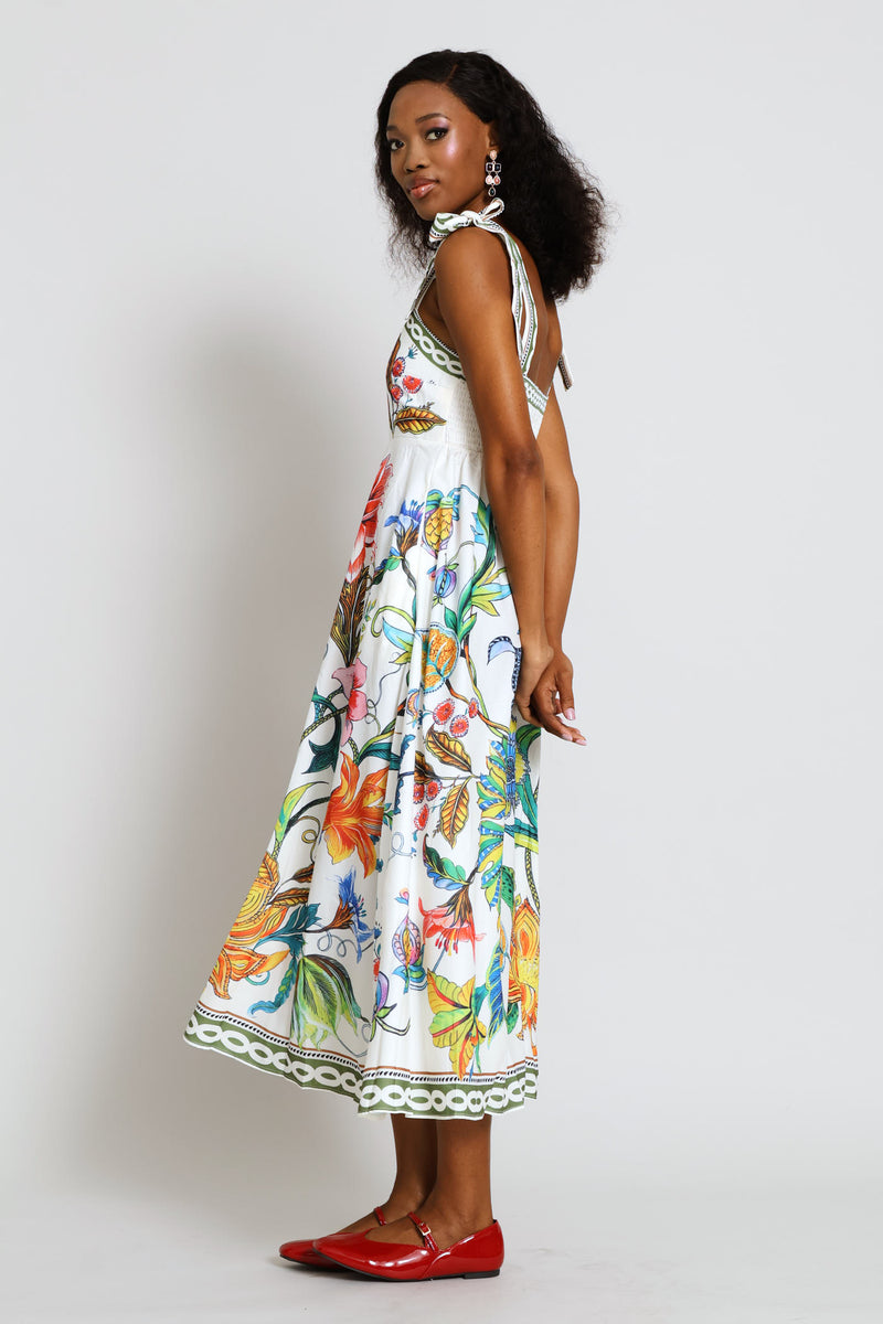 Short Sleeve Floral Dress - White