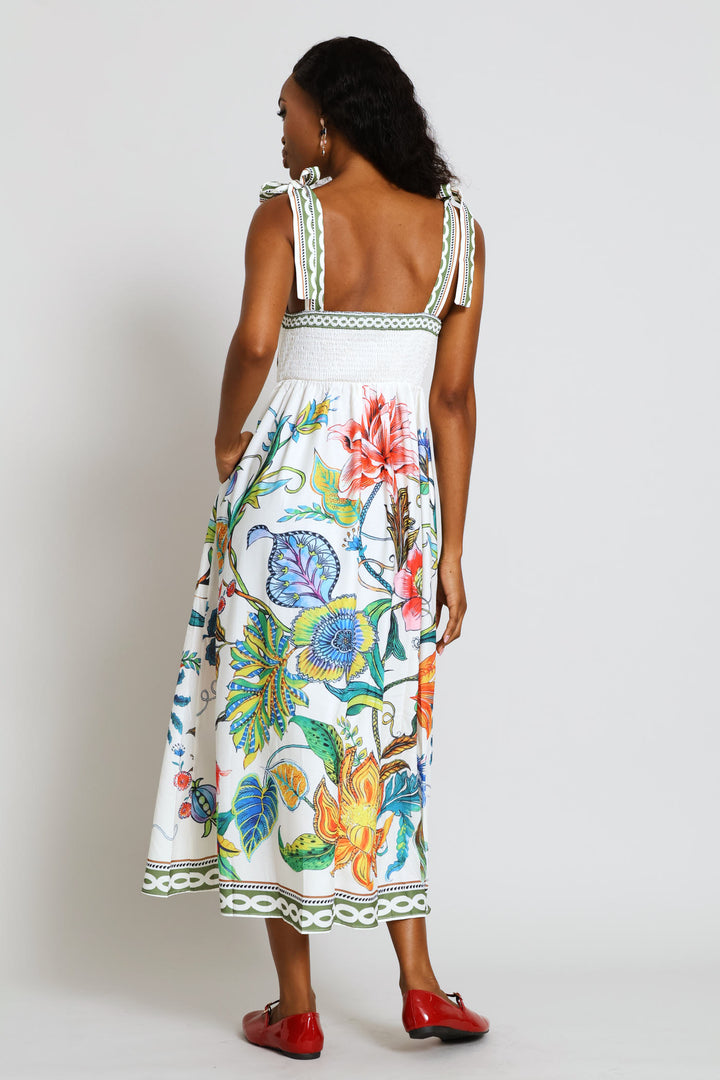 Short Sleeve Floral Dress - White