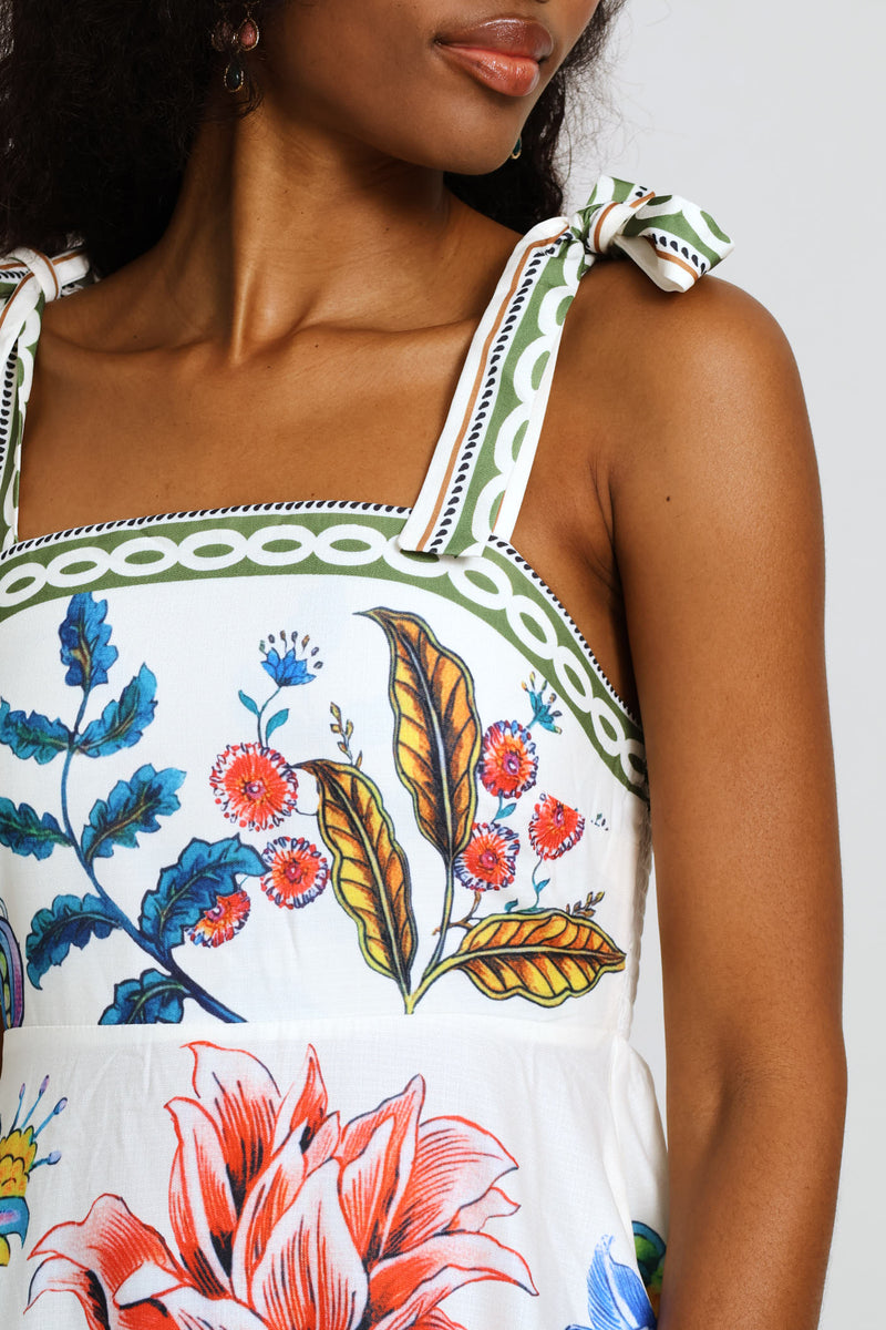 Short Sleeve Floral Dress - White
