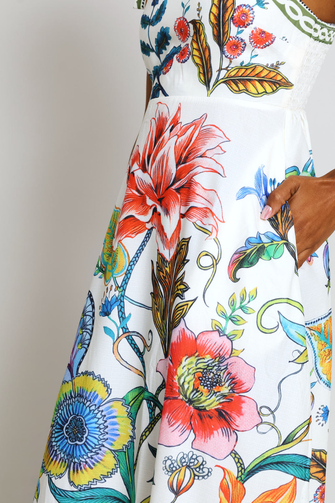 Short Sleeve Floral Dress - White
