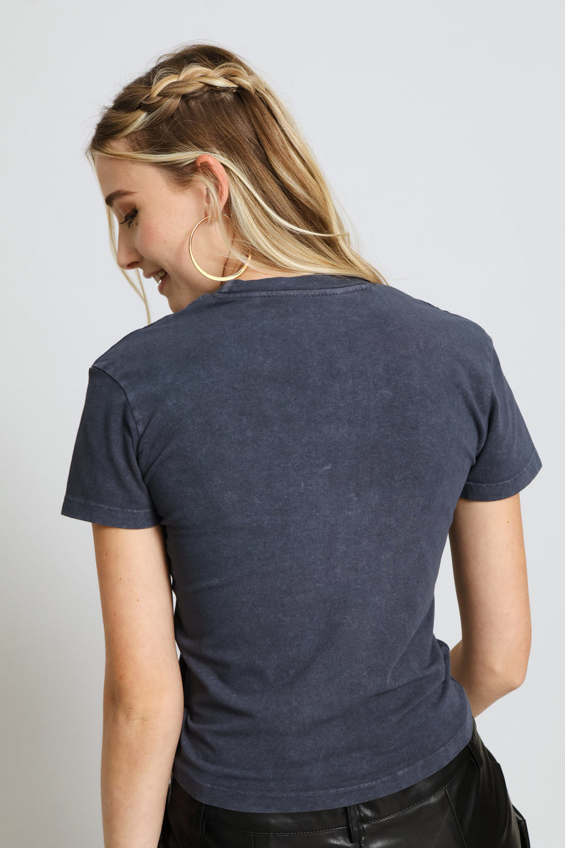 Washed Star Stud Printed Tee - Charcoal