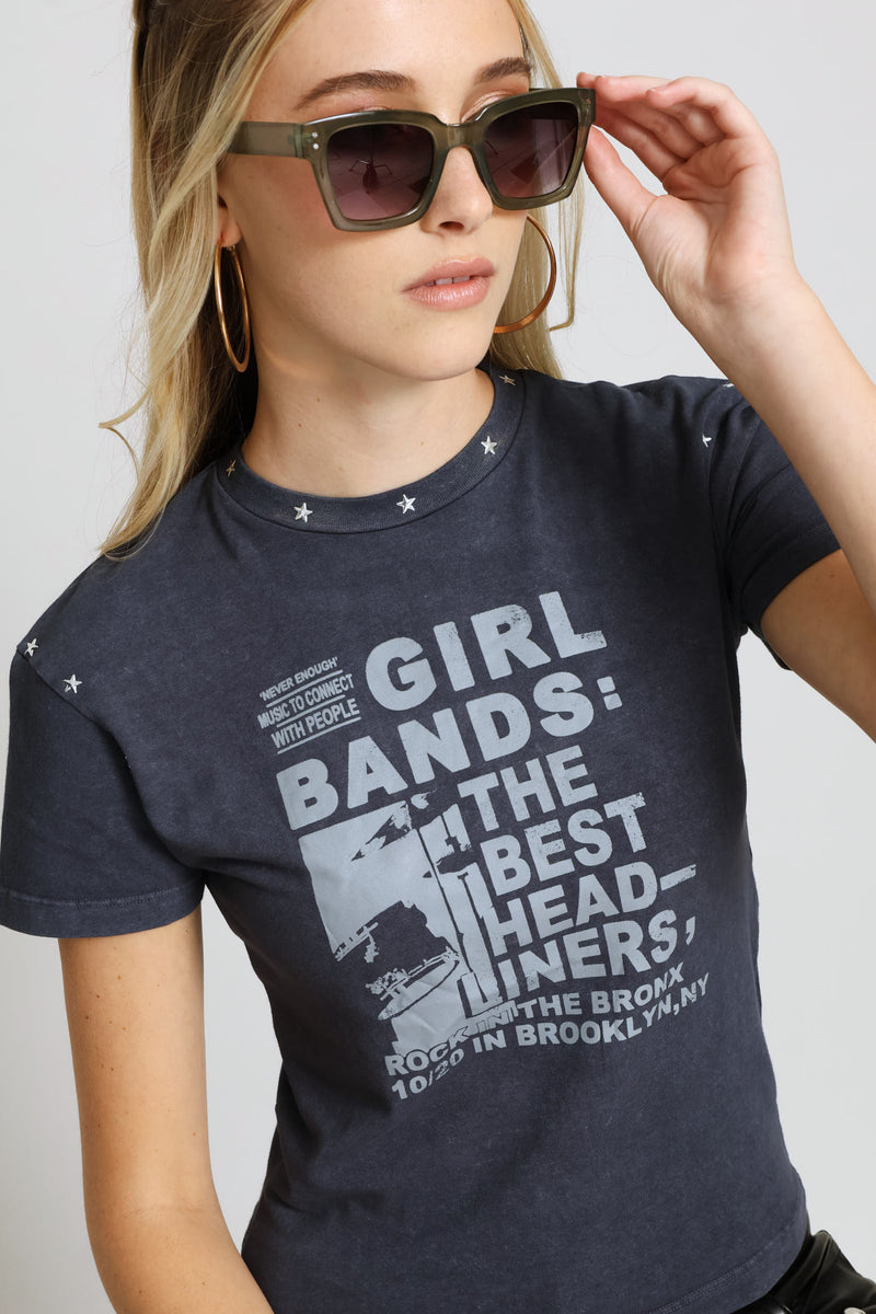 Washed Star Stud Printed Tee - Charcoal