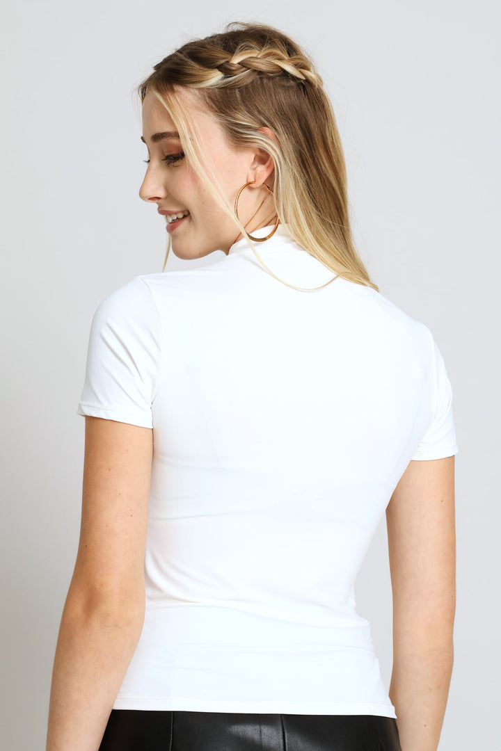 Skin Tight Ruche Tee - Off White