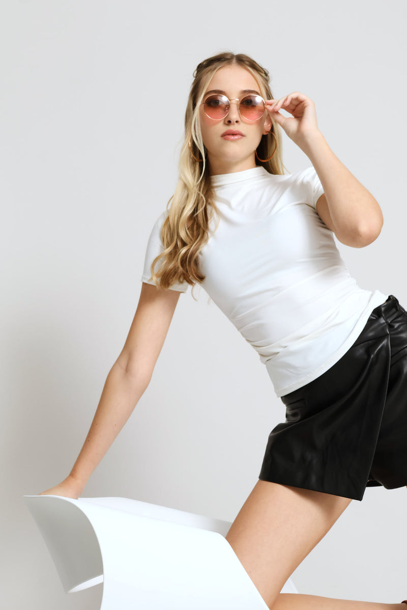 Skin Tight Ruche Tee - Off White