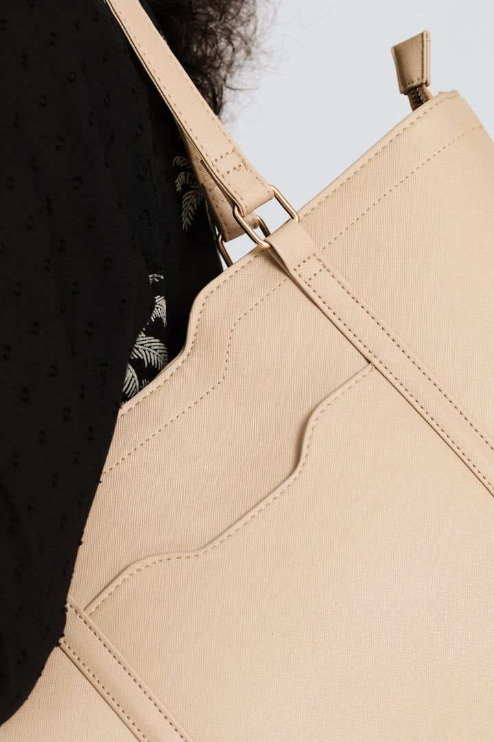 Front Pocket Shopper Bag - Taupe