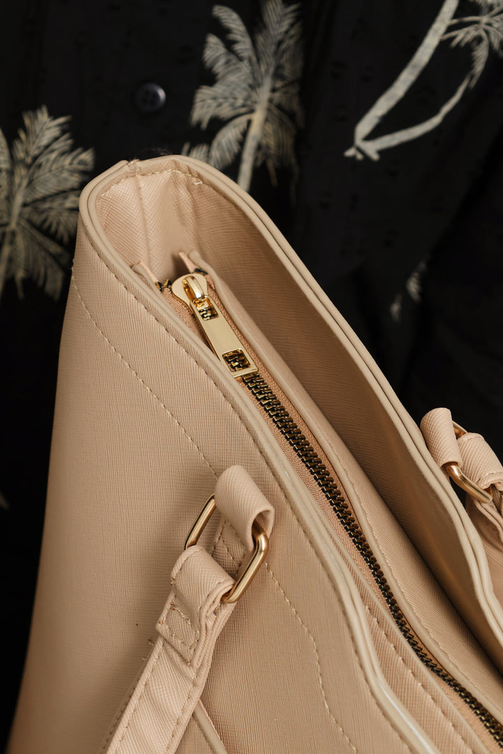 Front Pocket Shopper Bag - Taupe
