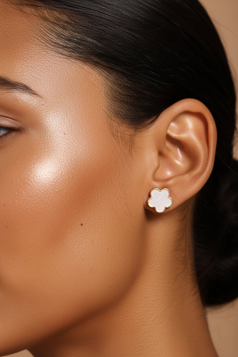 Floral Small Stud Earrings - Gold