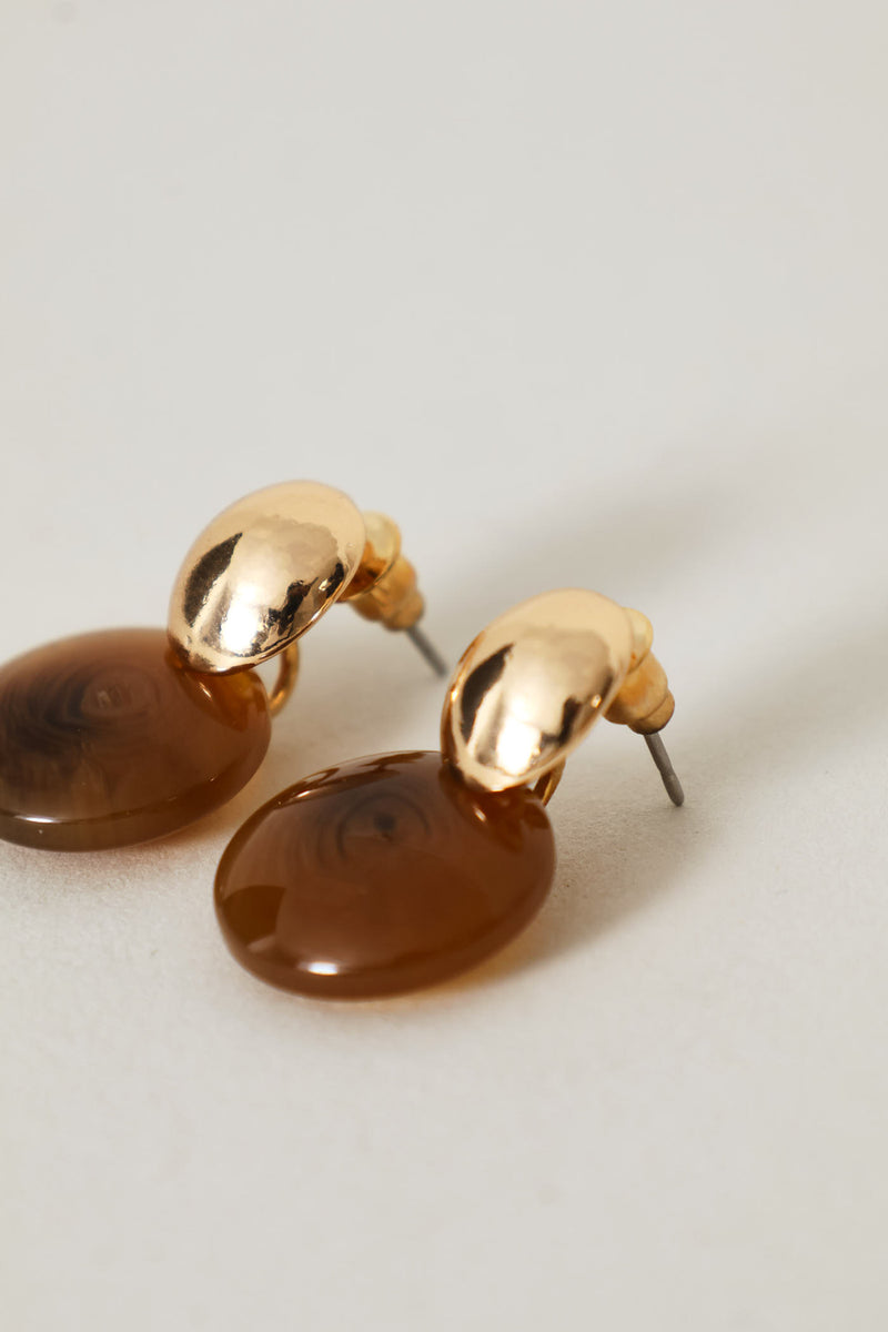 Small Drop Resin Earring - Gold