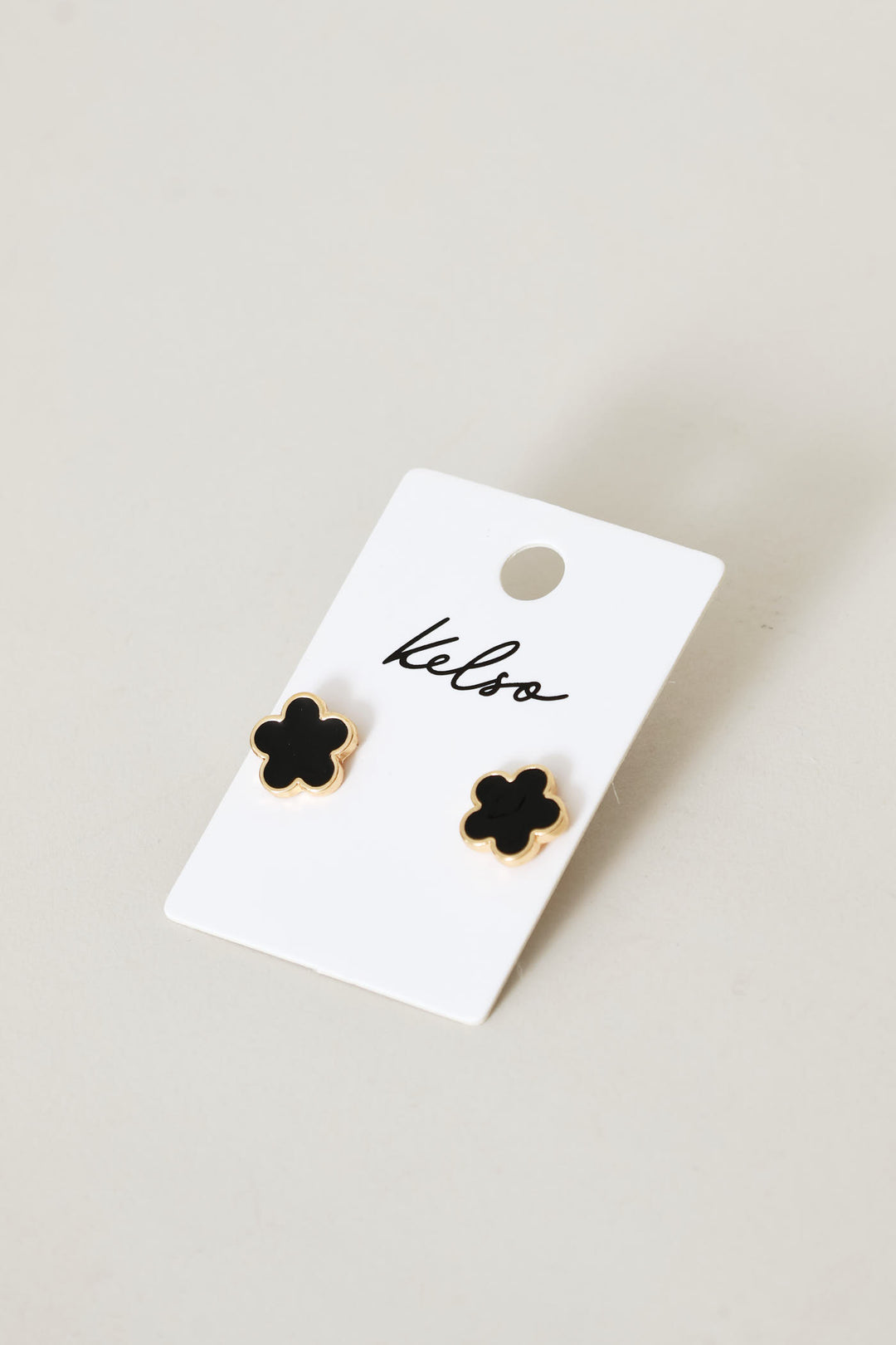 Floral Small Stud Earrings - Gold/Black