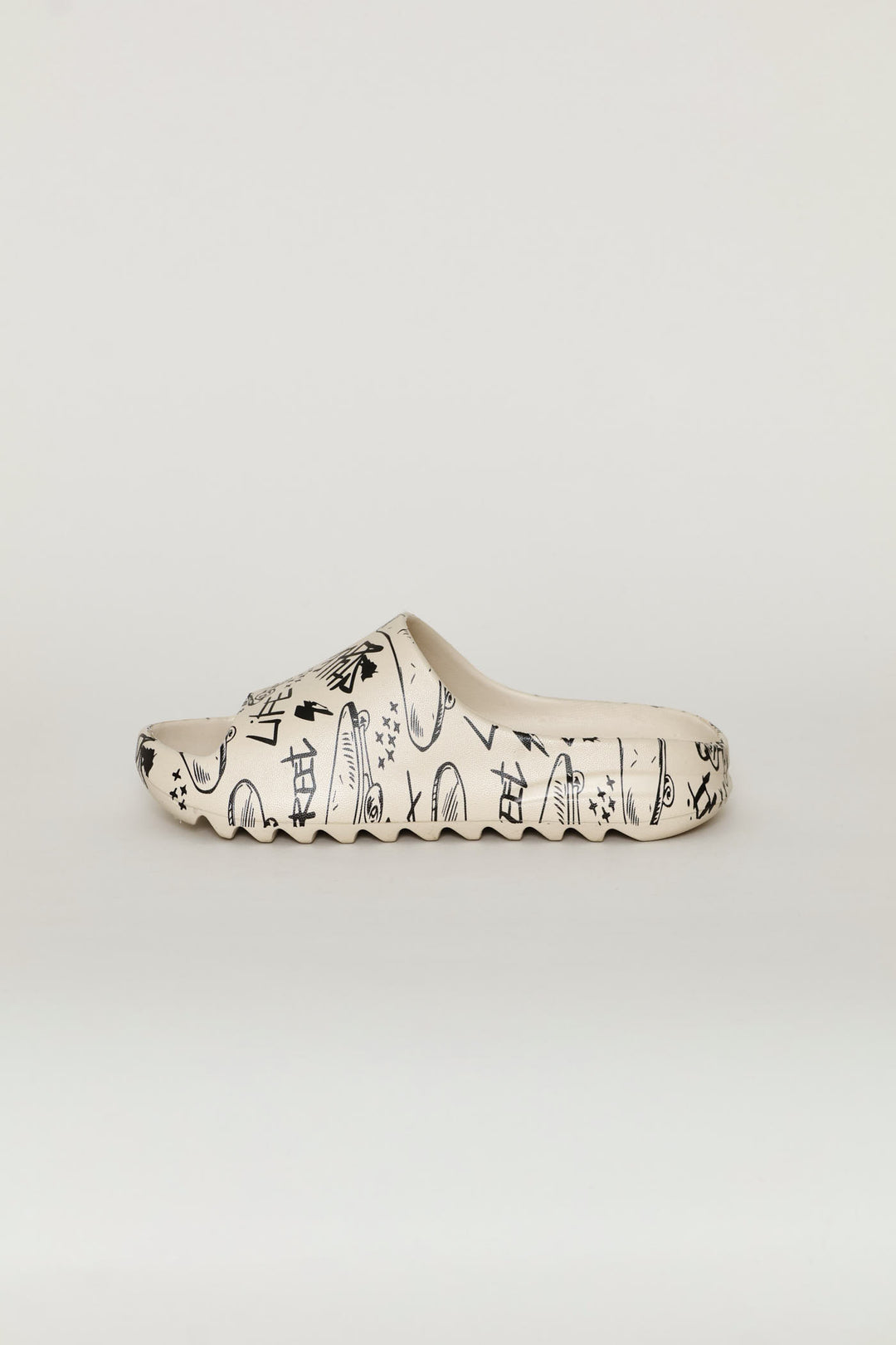 Boys Graffiti Moulded Slide - Stone