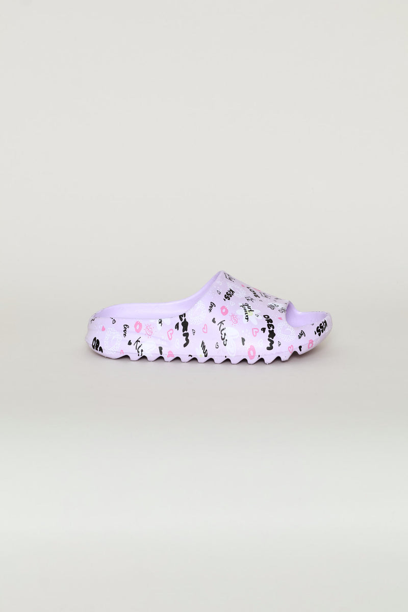 Girls Graffiti Moulded Slide - Lilac