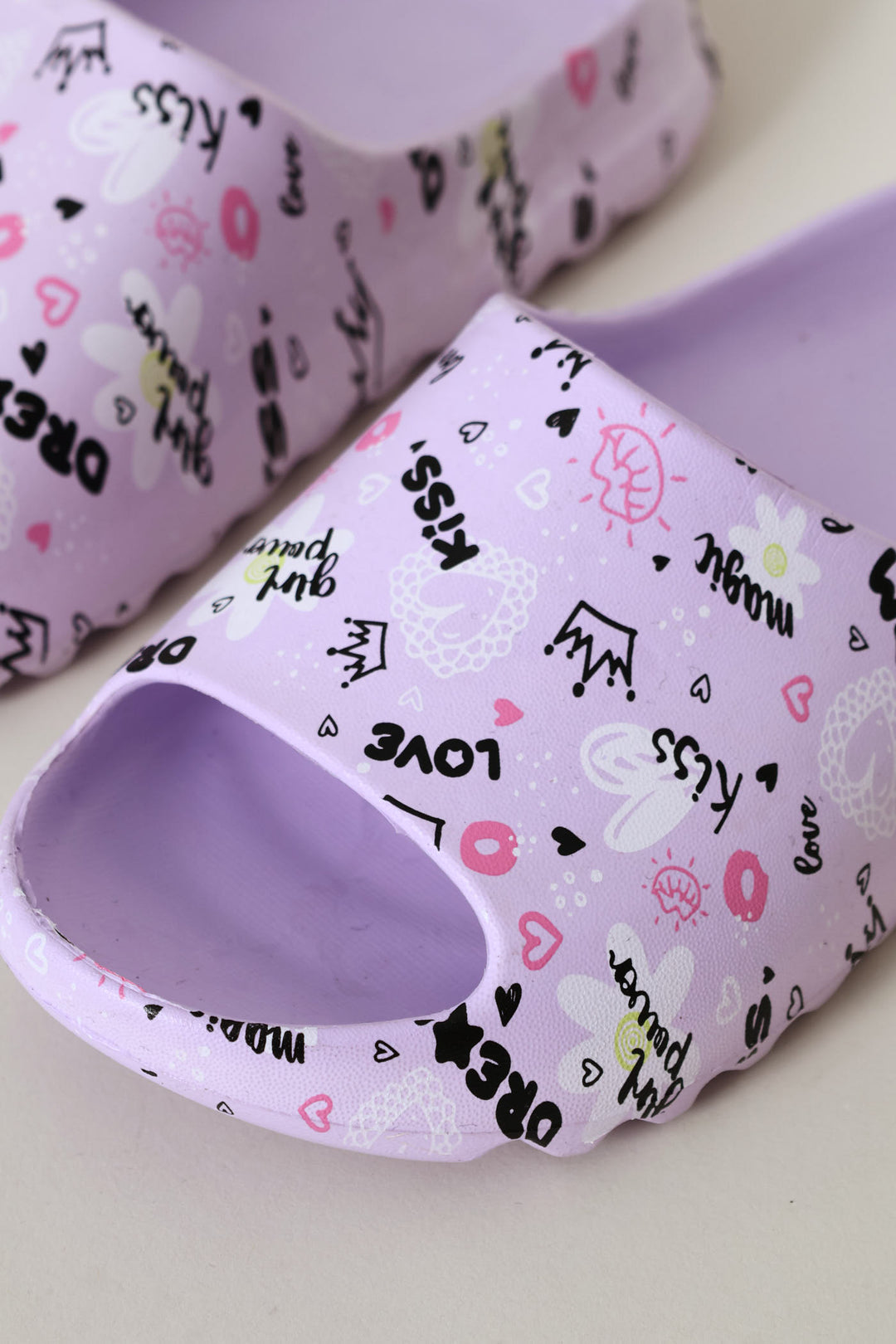 Girls Graffiti Moulded Slide - Lilac