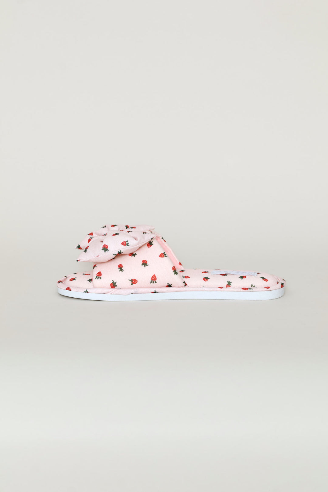 Printed Puffed Bow Slipper - Pink