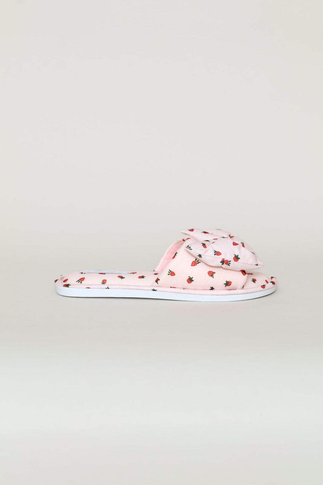 Printed Puffed Bow Slipper - Pink