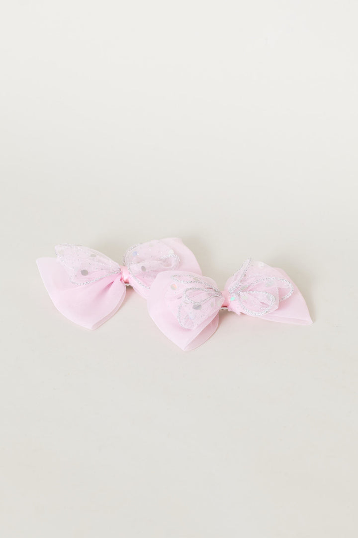 Pre-Girls 2 Pack Tulle Glitter Clip - Pink