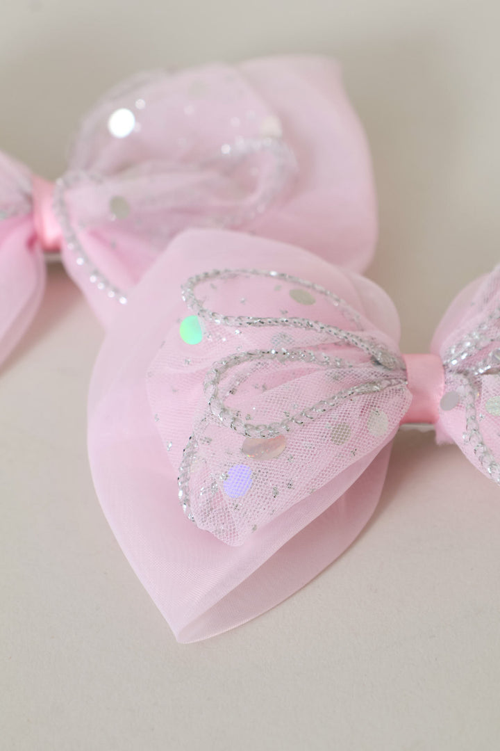 Pre-Girls 2 Pack Tulle Glitter Clip - Pink