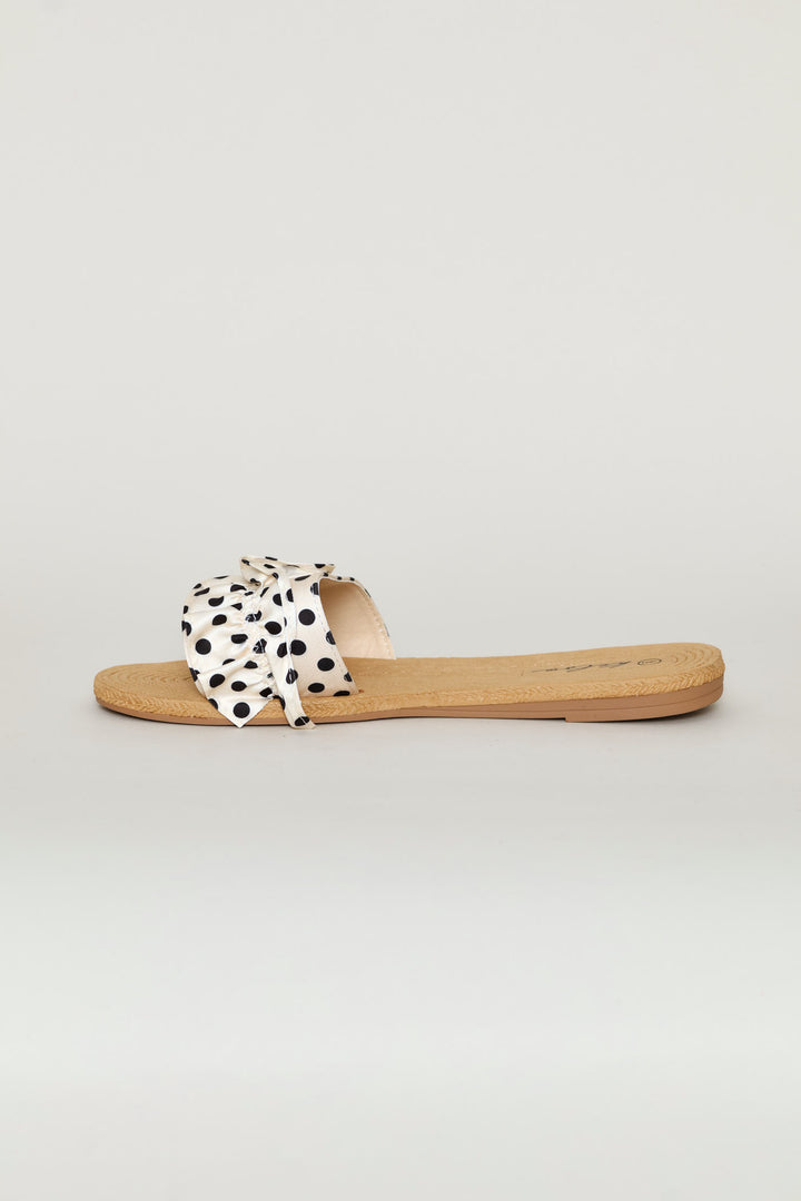 Frill Polka Dot Mule Sandal - Black
