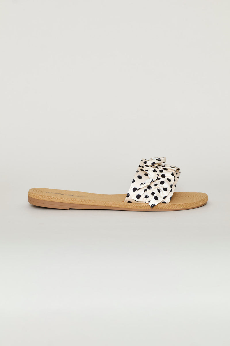 Frill Polka Dot Mule Sandal - Black