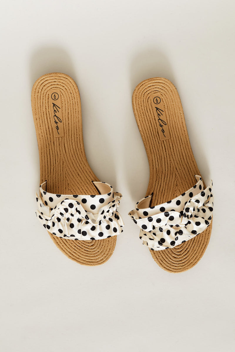 Frill Polka Dot Mule Sandal - Black