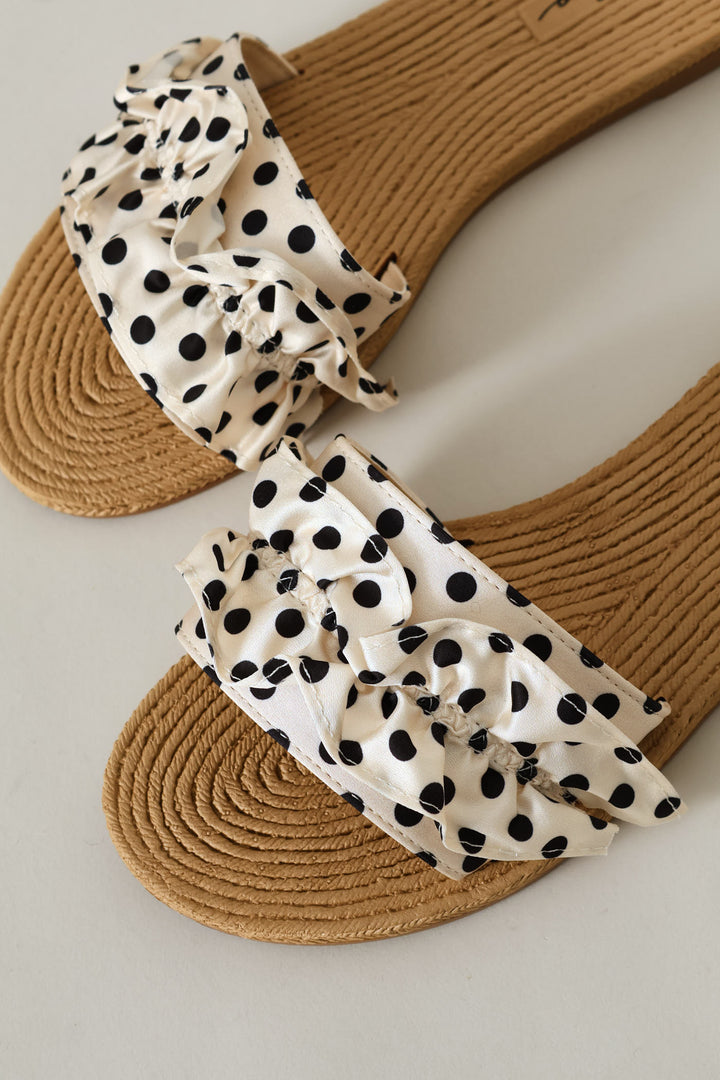 Frill Polka Dot Mule Sandal - Black