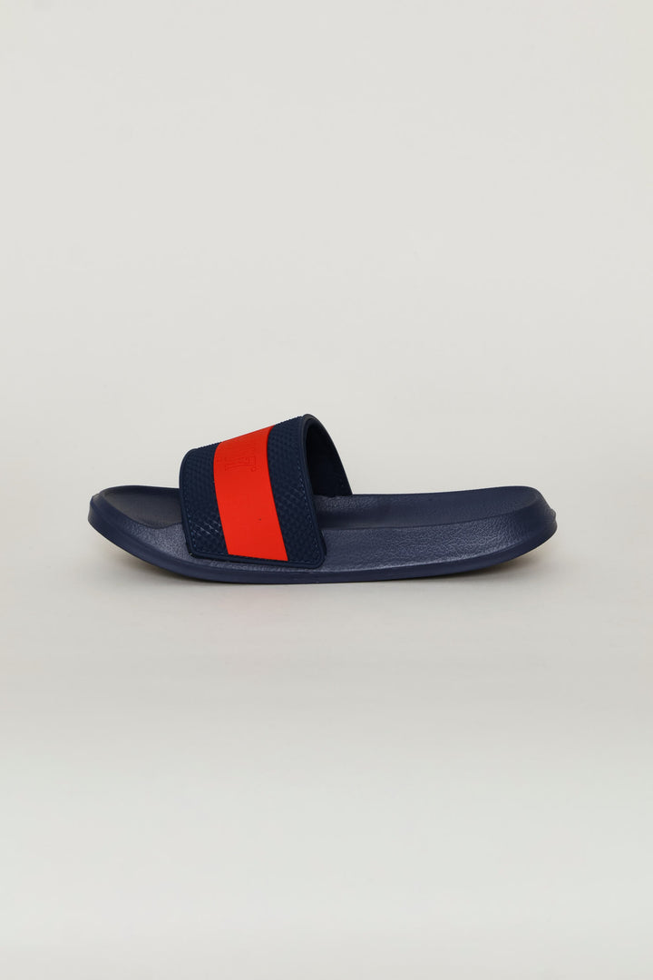 Boys Stripe Pool Slide - Navy/Red