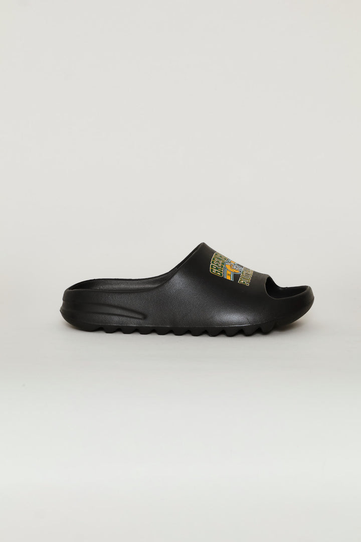 Boys Football Moulded Slide - Black/Green
