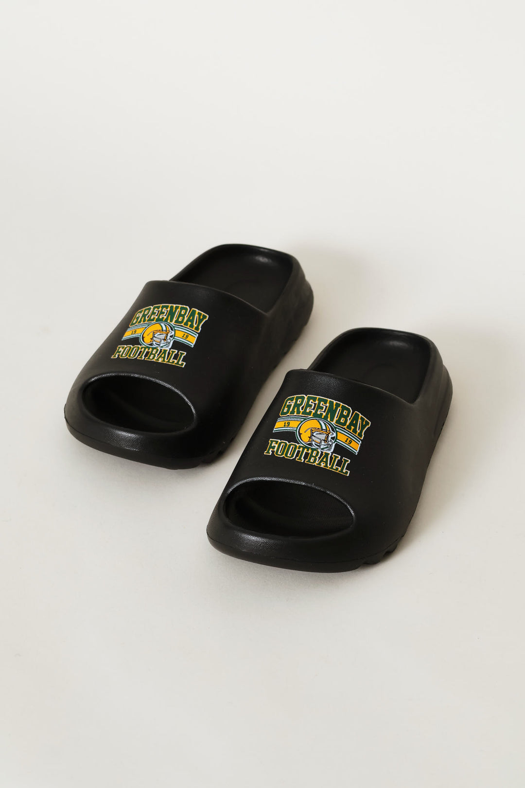 Boys Football Moulded Slide - Black/Green