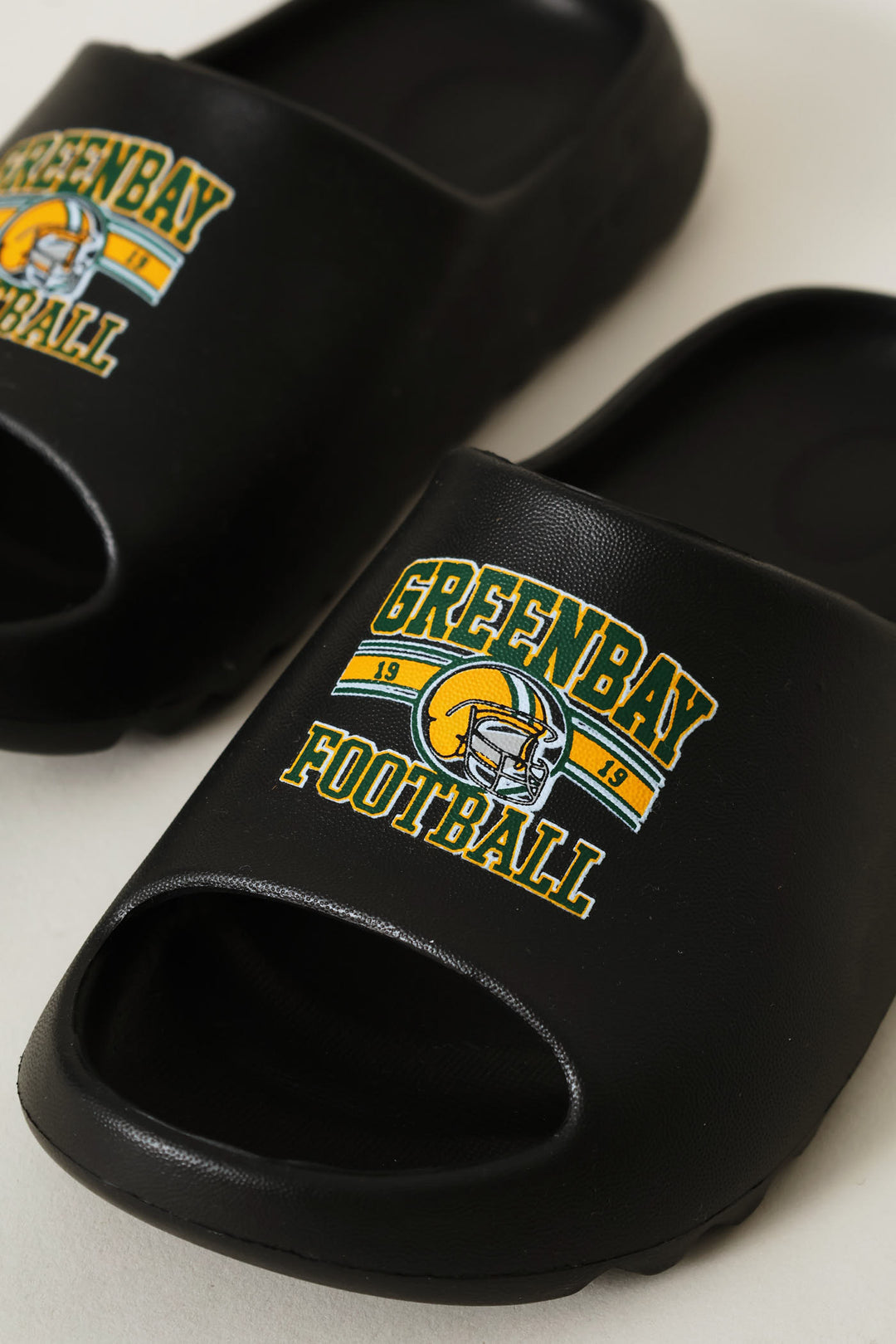 Boys Football Moulded Slide - Black/Green