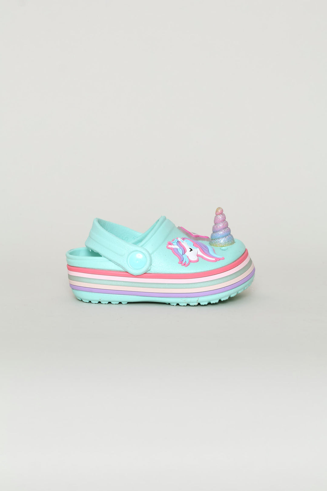 Pre-Girls 3D Unicorn Strip Clog - Mint