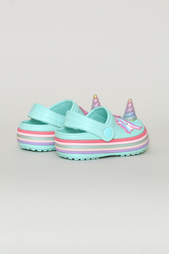 Pre-Girls 3D Unicorn Strip Clog - Mint