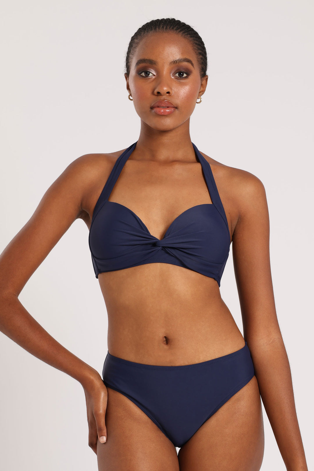 Padded Bikini Navy Blue Halter Bikini Top Plain Padded Halter