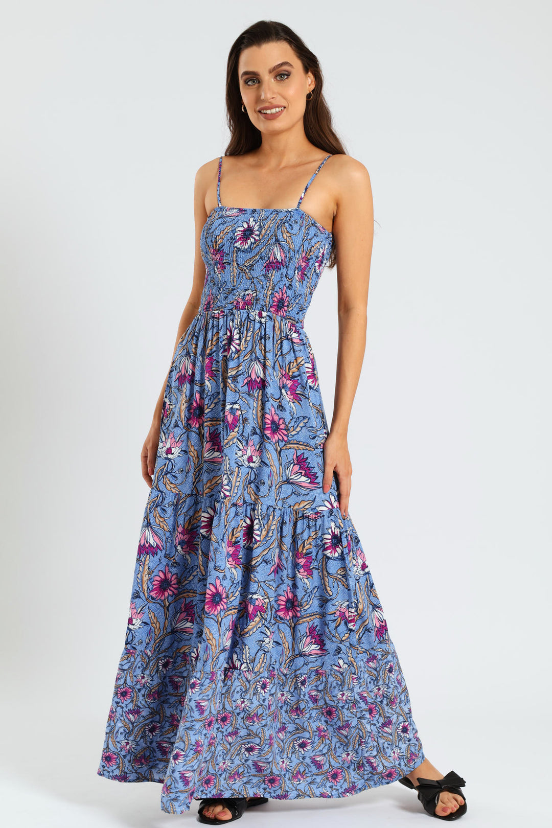 Casual Dresses At Edgars Sleeveless Strappy Shirred Tiered Maxi