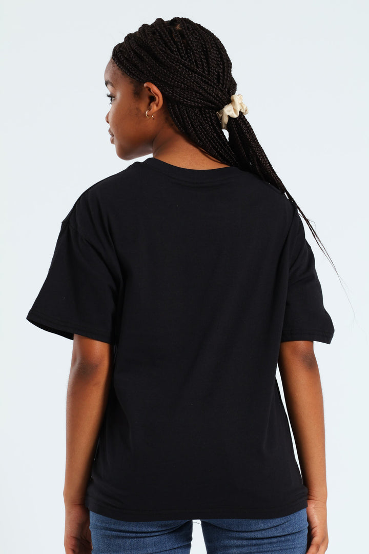 Girls Aaliyah Oversized Tee - Black