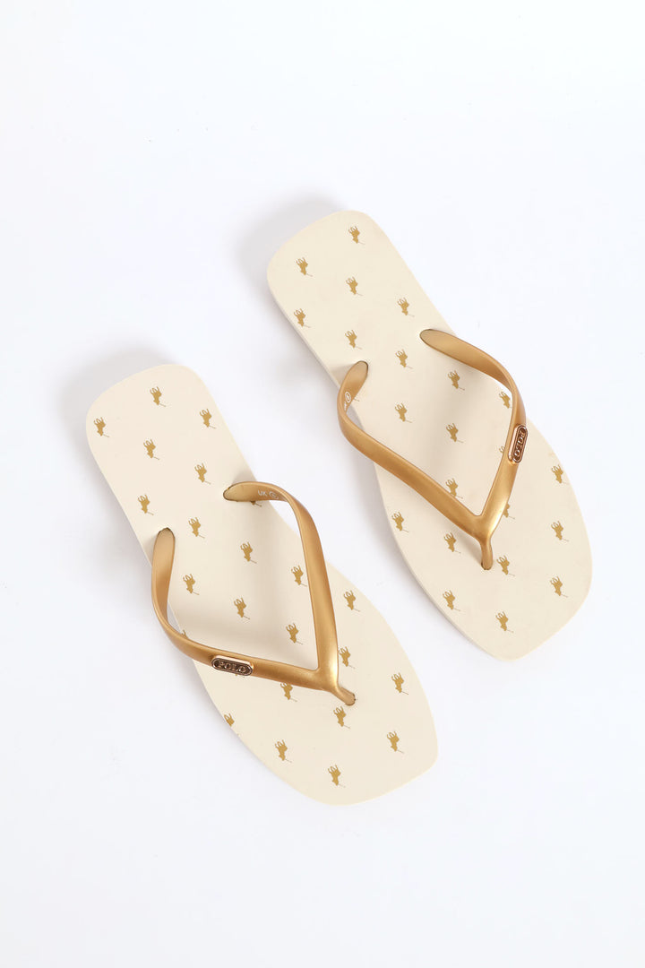 Squoval Monogram Flip Flop - Off White