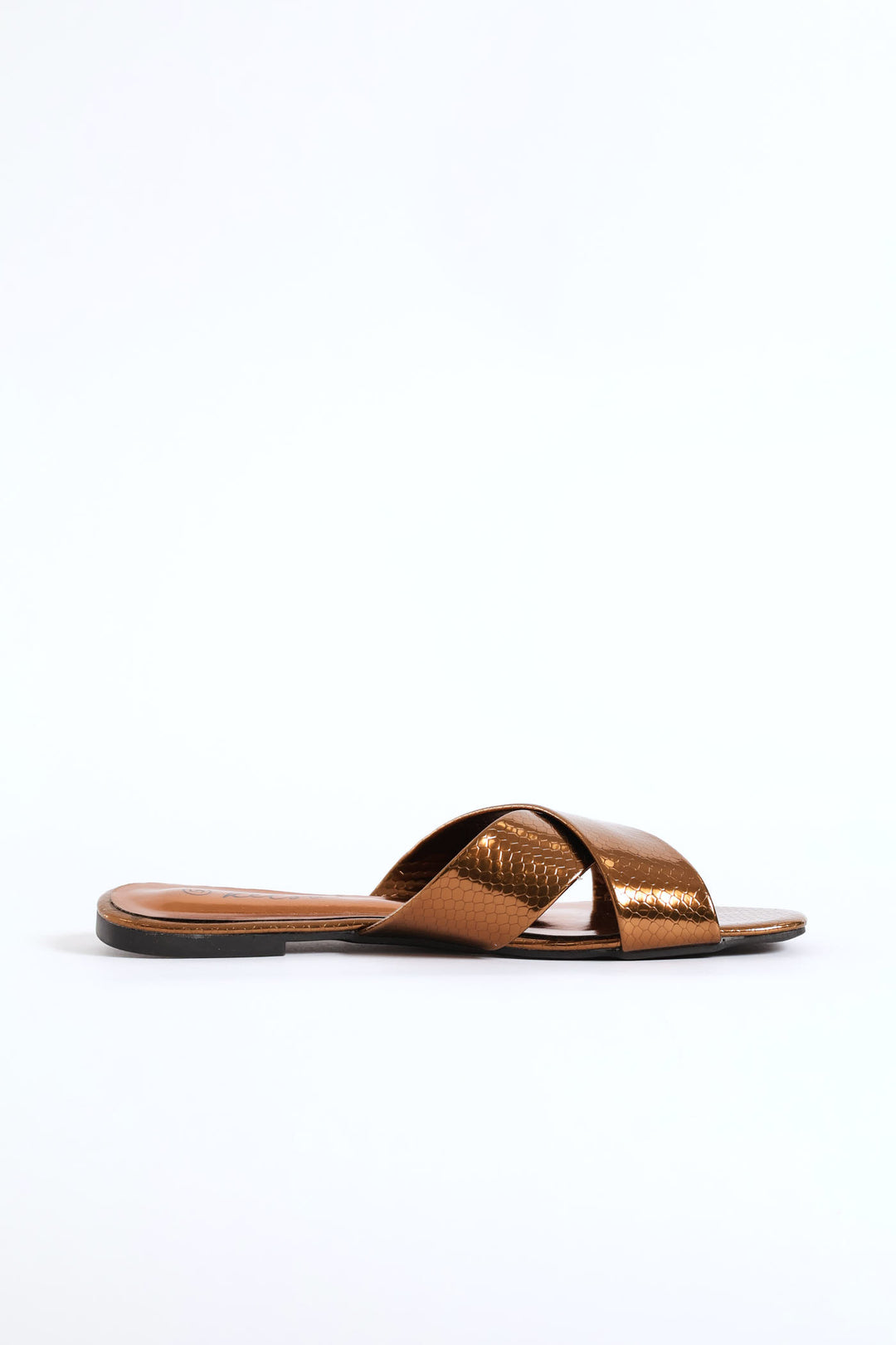 Medium Width Cross Strap Mule Sandal - Bronze