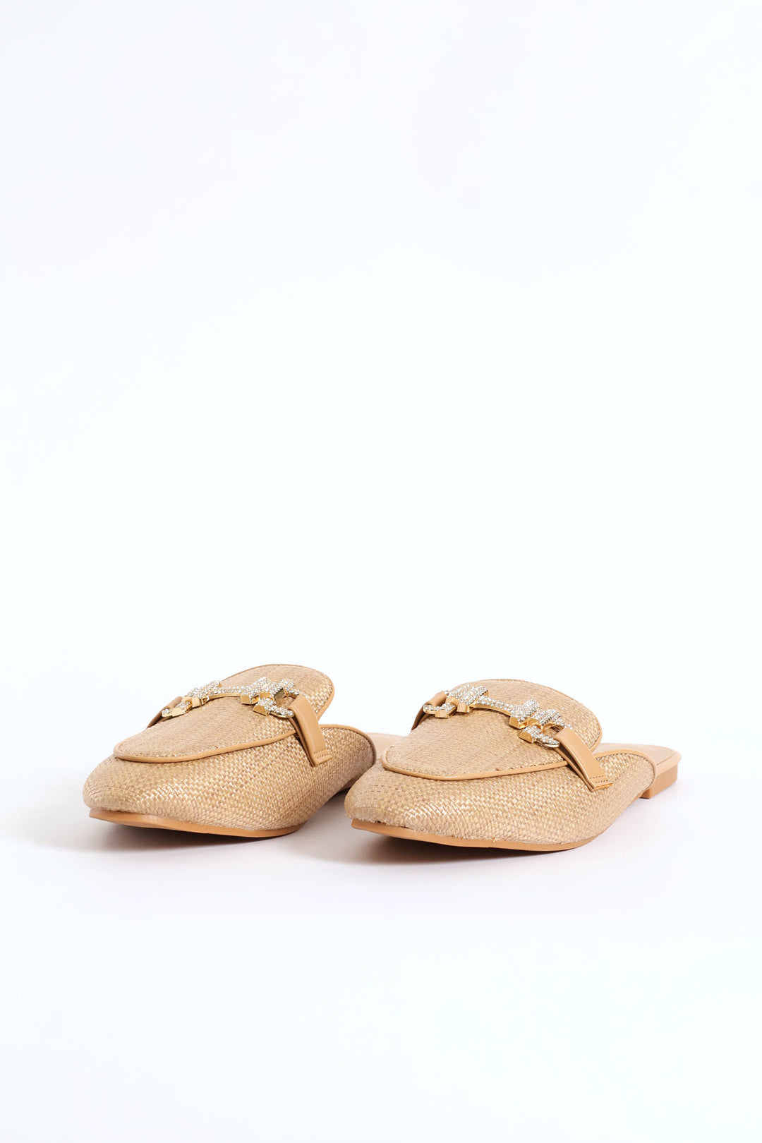 Raffia Trim Push In Loafer - Natural