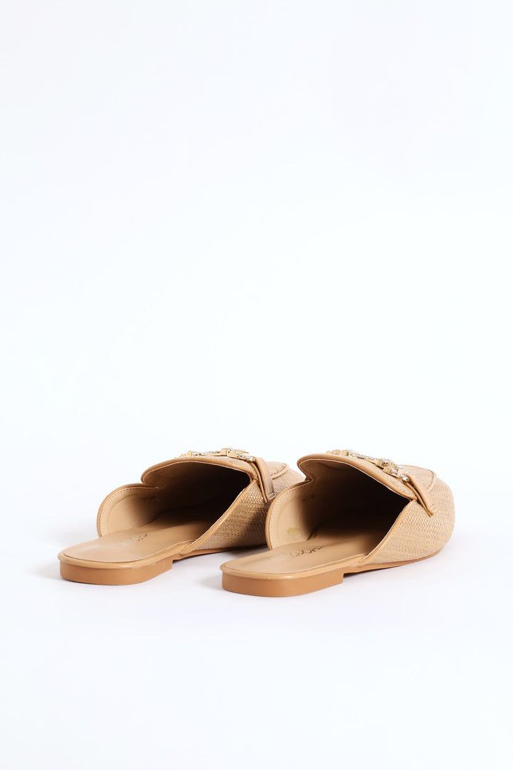 Raffia Trim Push In Loafer - Natural