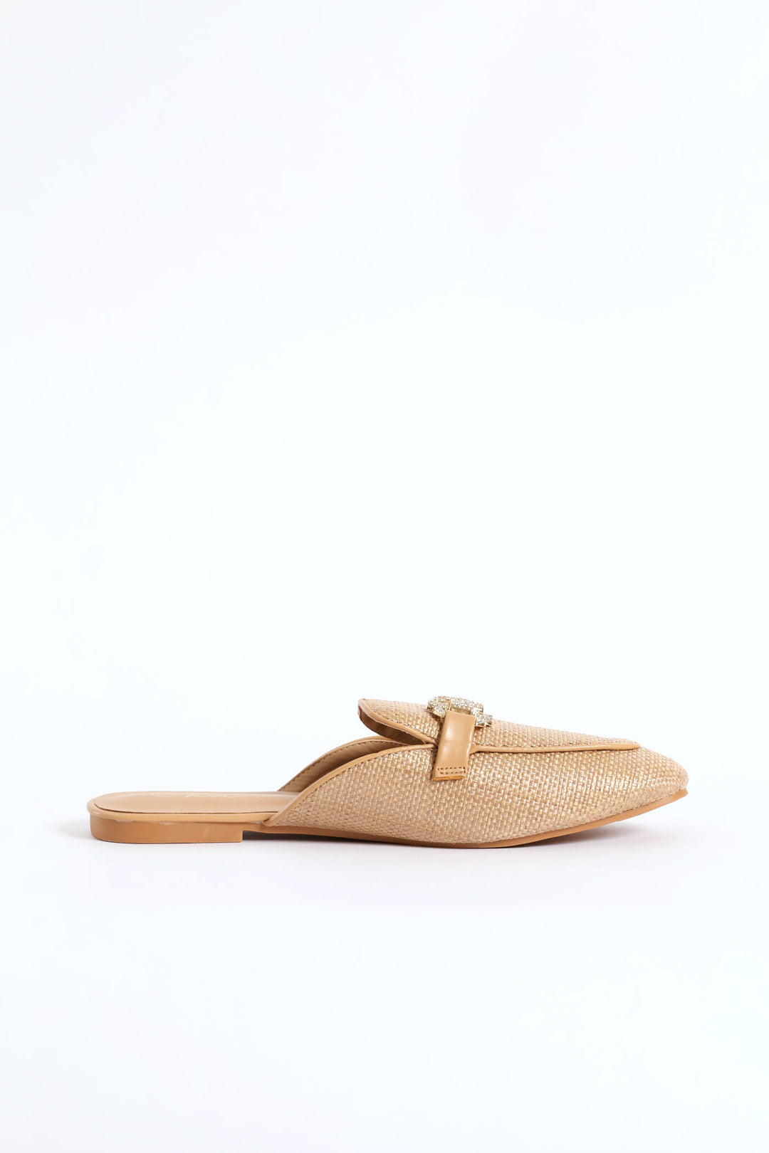 Raffia Trim Push In Loafer - Natural
