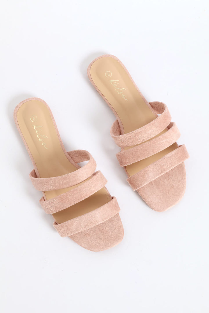 Triple Strap Basic Mule Sandal - Blush
