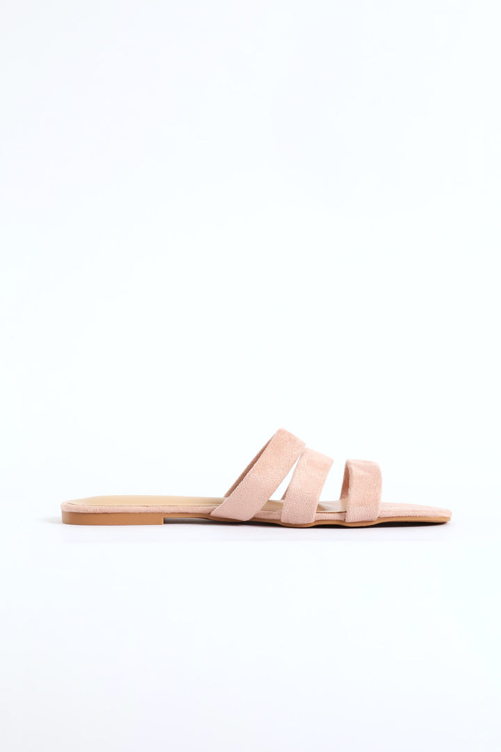 Triple Strap Basic Mule Sandal - Blush