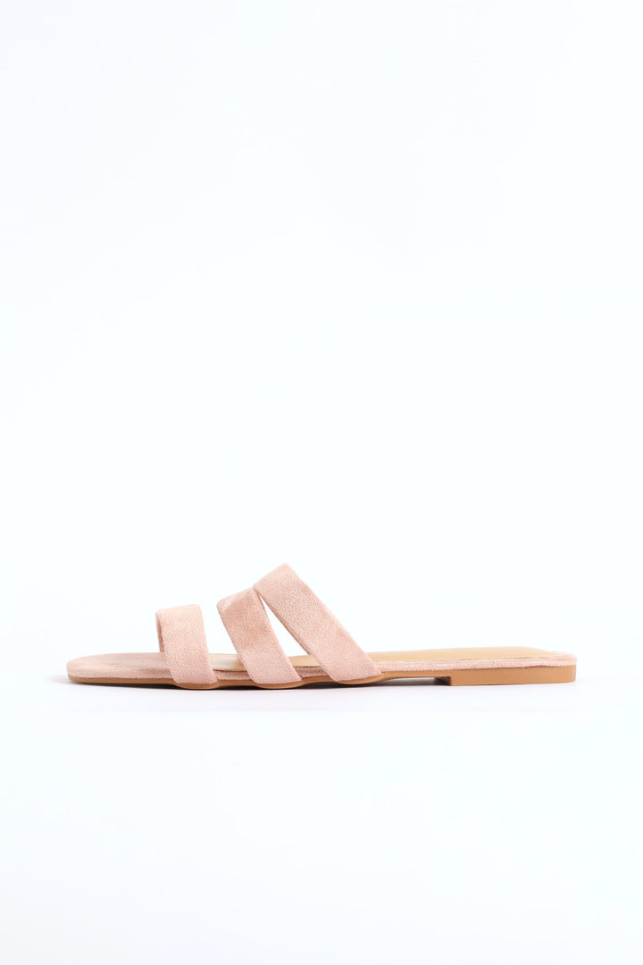 Triple Strap Basic Mule Sandal - Blush