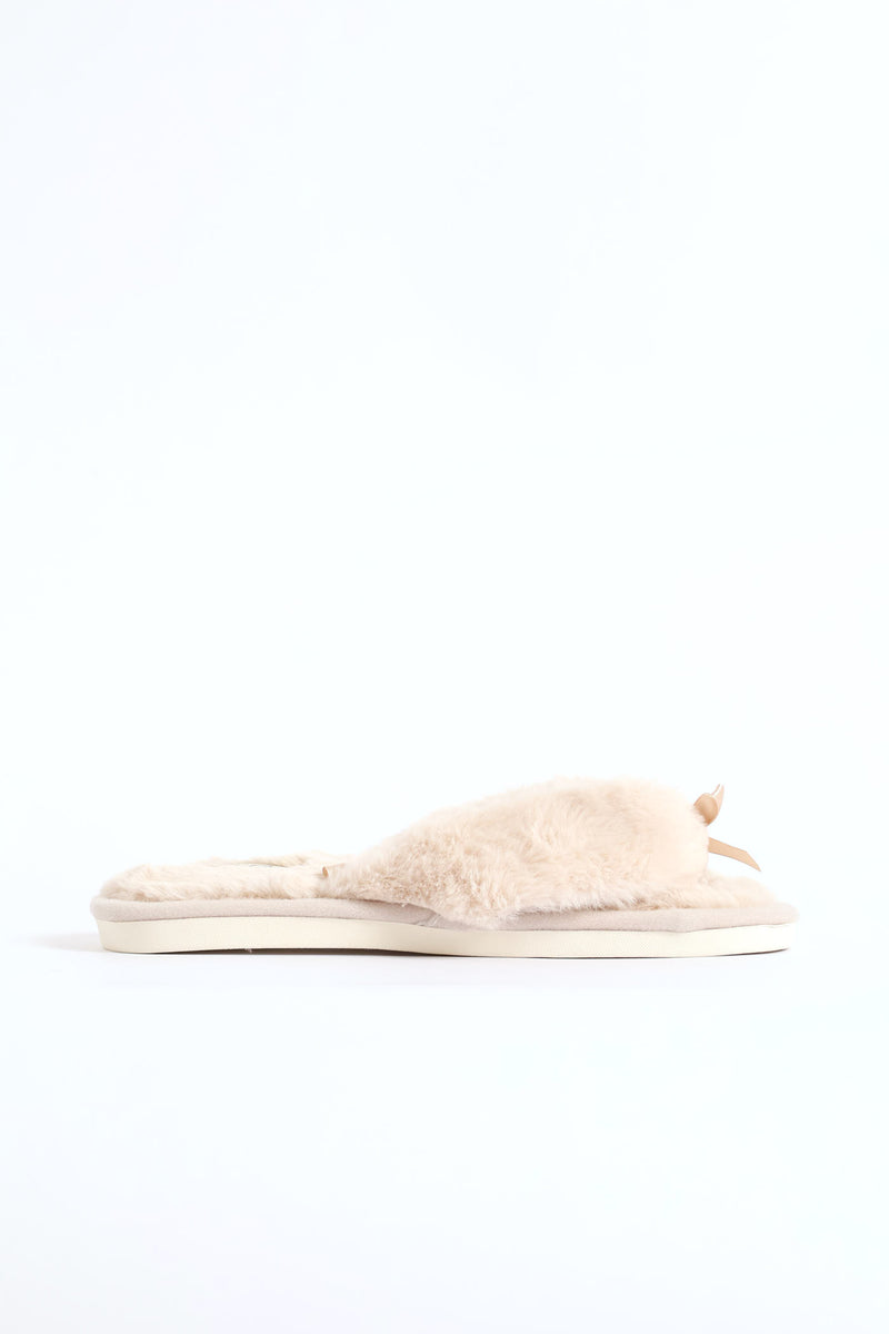 Plush Thong Slipper - Stone
